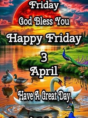 Happy Friday Scenic Waterfowl Art Print - Vivid Sunset